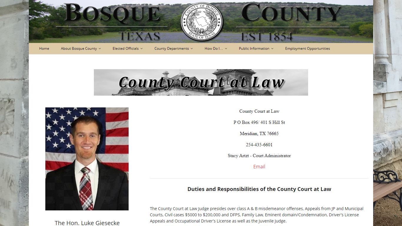 County Court at Law – Bosque County Texas